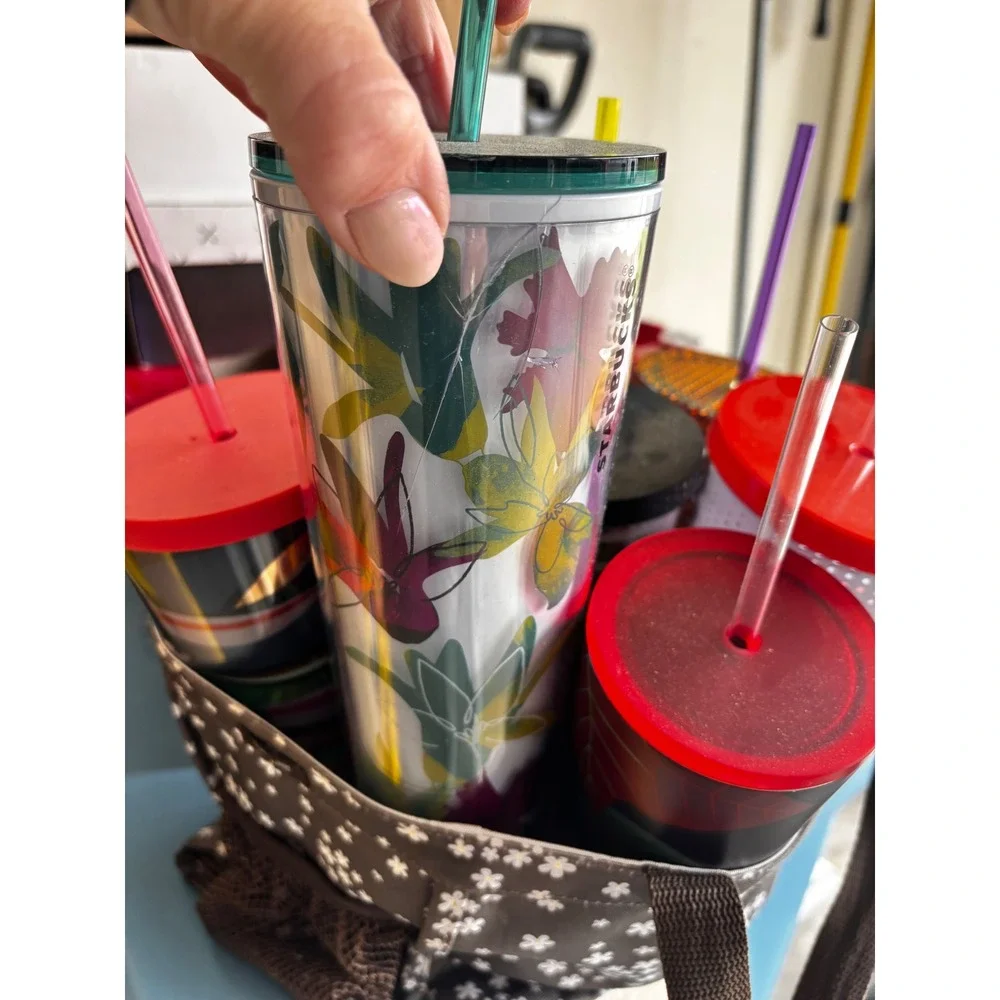 Starbucks Tumbler Lot 8pc Venti 24oz Cold Cups Studded Floral Siren Logo‎ Mixed